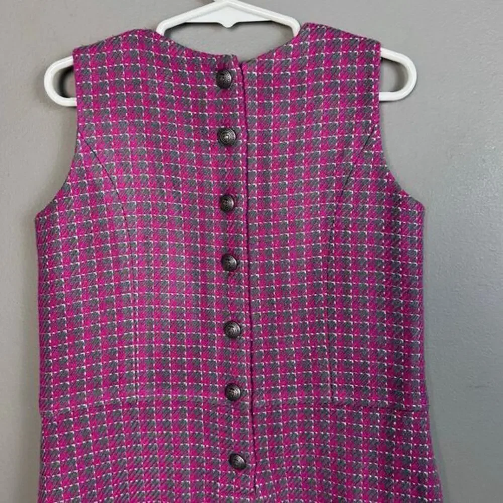 Brooks Brothers‎ Dress Girls size 6 Pink & Grey Plaid Tweed Coverall